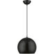 Stockton 1 Light 12 inch Shiny Black with Polished Chrome Accents Pendant Ceiling Light, Globe
