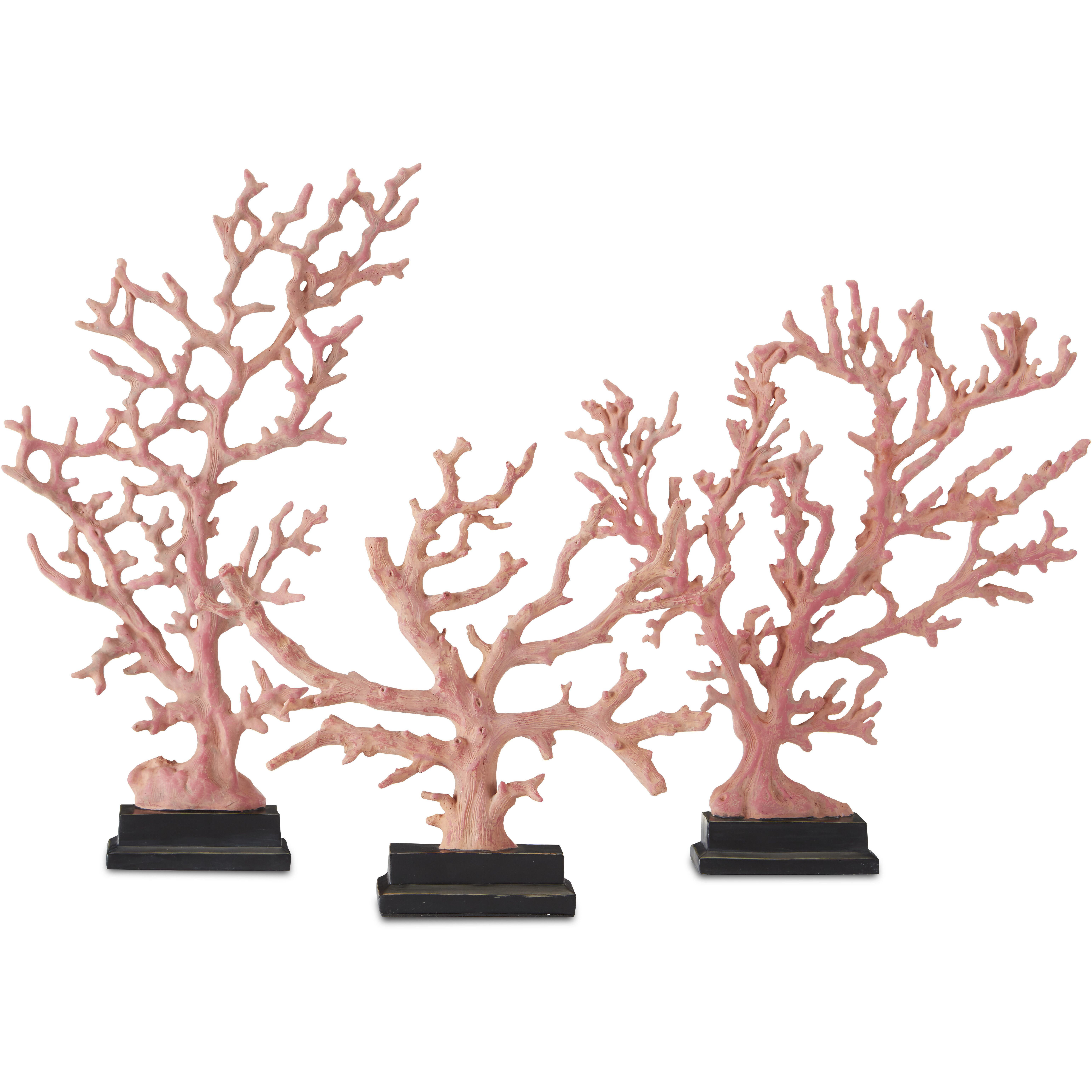 Red Coral Branches Sculptures, Set of 3