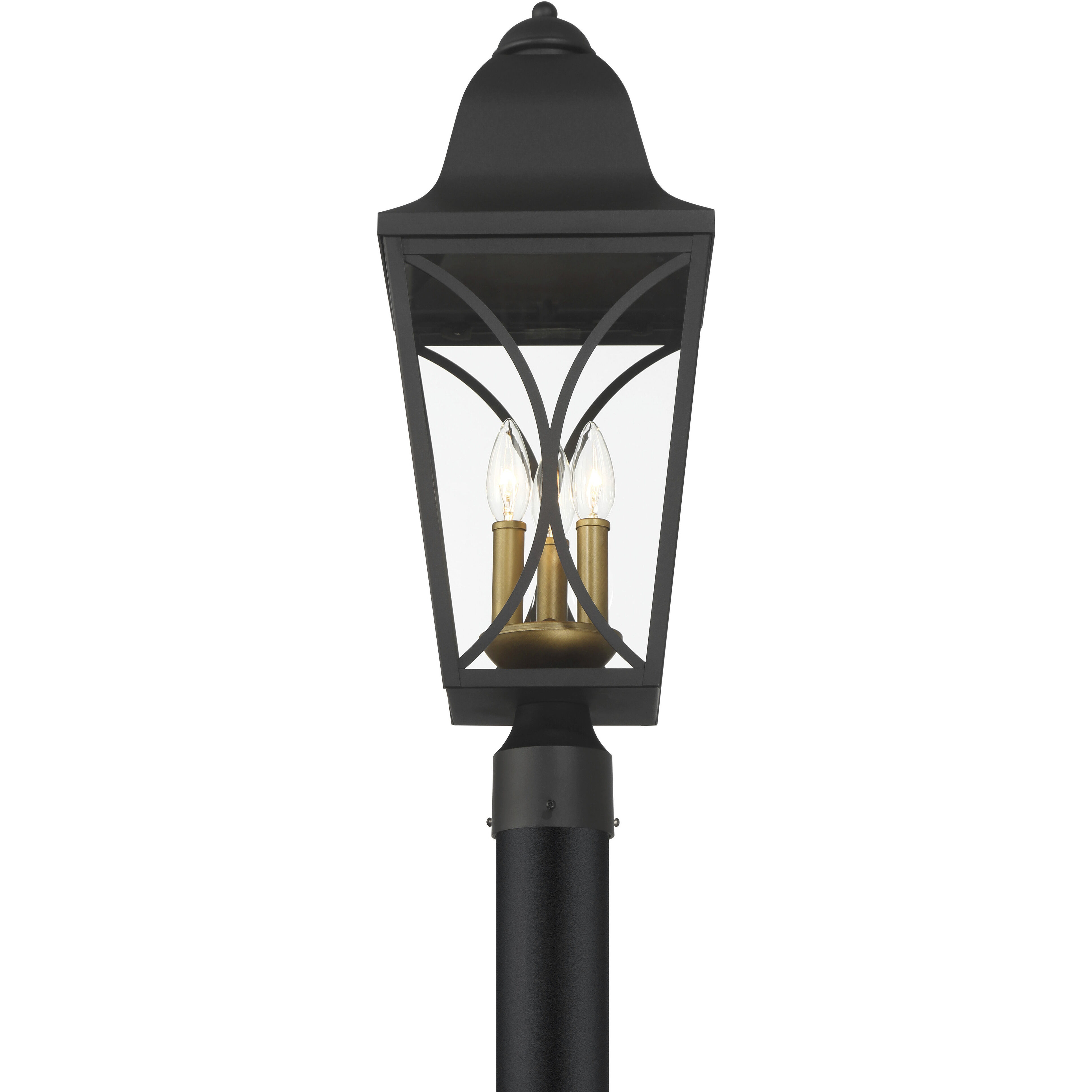 Cardigan 3 Light 23.75 inch Sand Coal and Olden Brass Outdoor Post Lantern, Great Outdoors