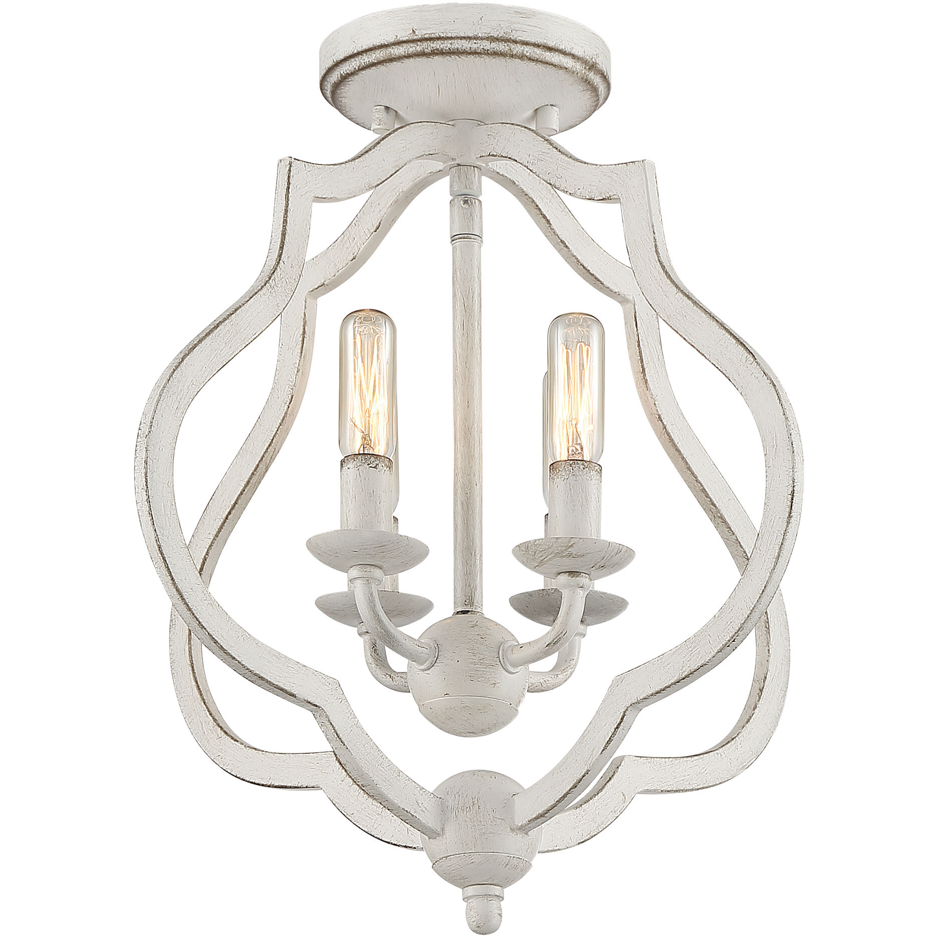 O'Keefe 4 Light 15 inch Antique White Semi-Flush Mount Ceiling Light