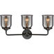 Nouveau Small Bell 3 Light 23 inch Oil Rubbed Bronze Bath Vanity Light Wall Light in Plated Smoke Glass, Nouveau