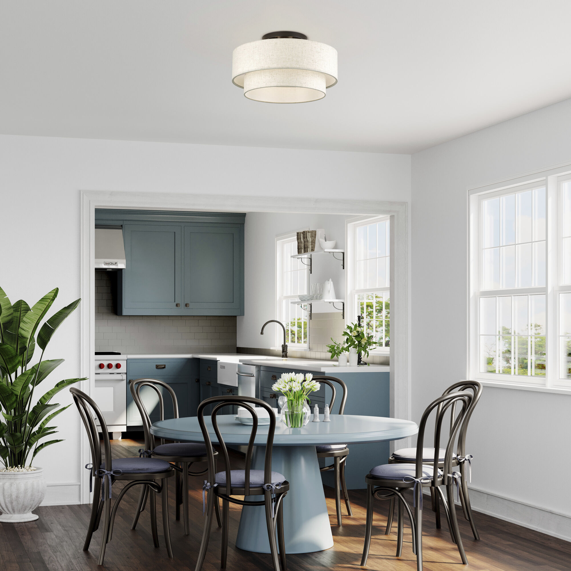 Manorwood 3 Light 18 inch English Bronze Semi Flush Mount Ceiling Light, Large