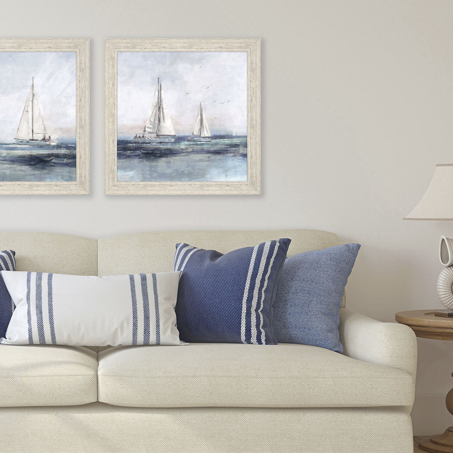 Blue Sailing Blue and Green and Gray Framed Art, Propac