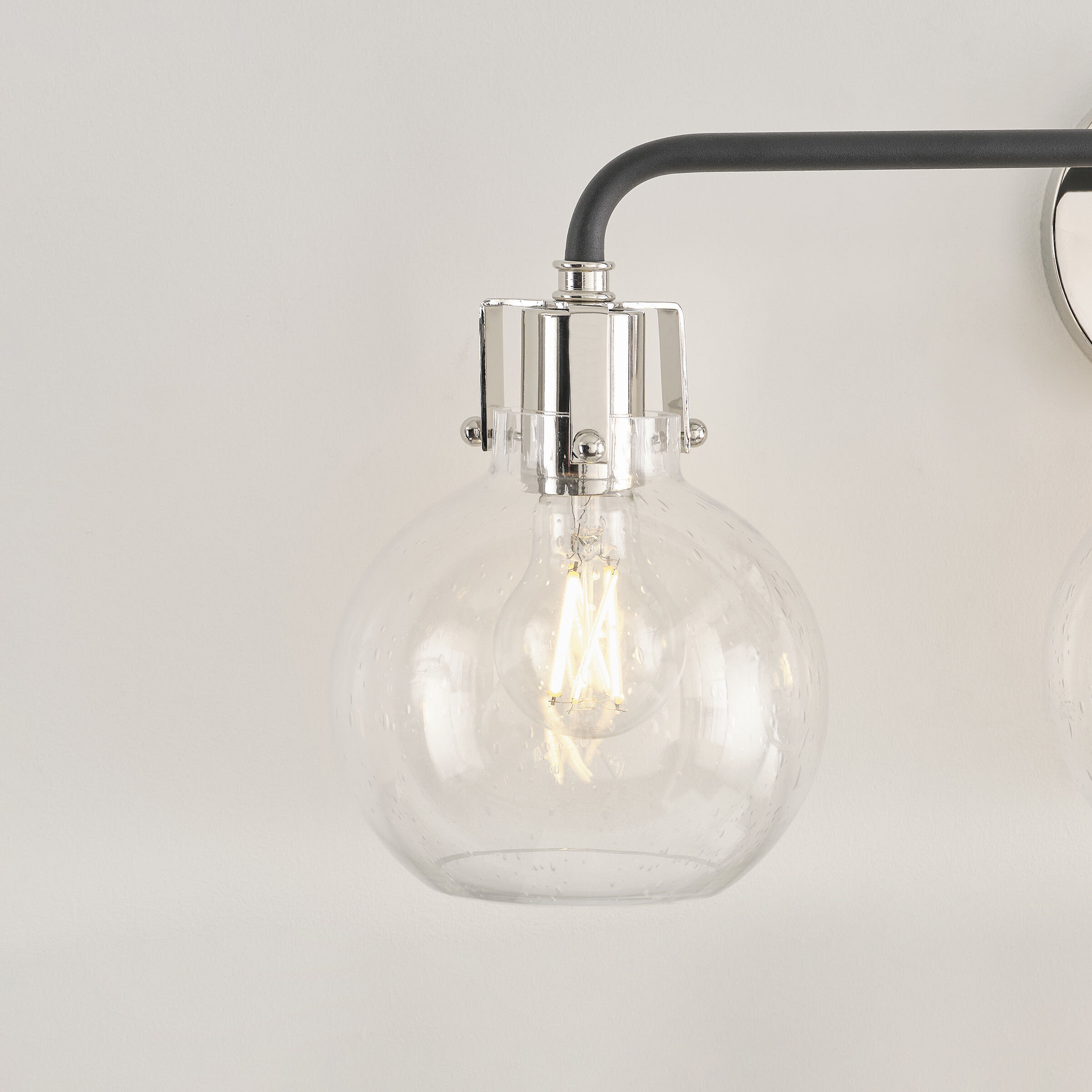 Sean Lavin Clara Vanity Light Wall Light in Polished Nickel / Textured Black