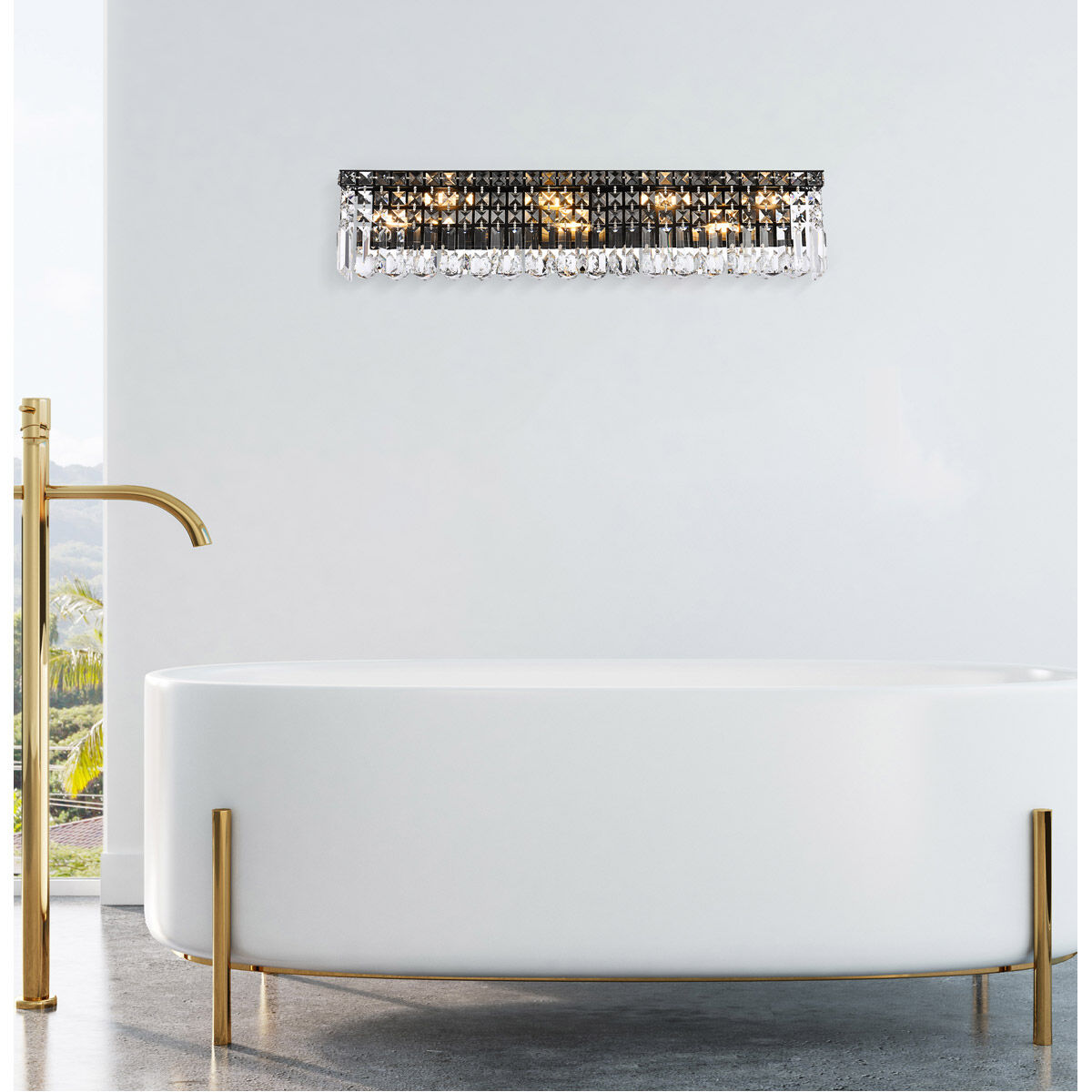 Maxime 7 Light 4.5 inch Black and Clear Wall Sconce Wall Light in Royal Cut