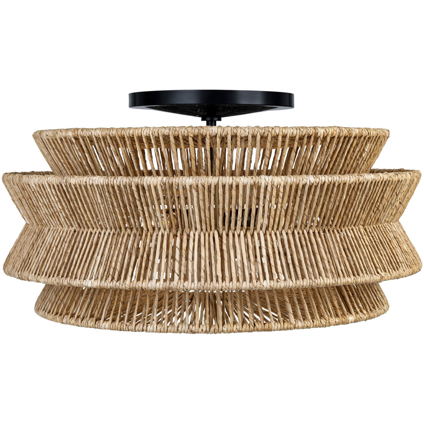 Chapman & Myers Antigua LED 30 inch Bronze and Natural Abaca Drum Semi-Flush Mount Ceiling Light, Grande