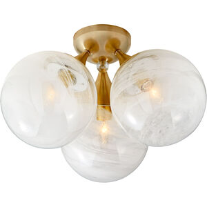AERIN Cristol Flush Mount Ceiling Light in Hand-Rubbed Antique Brass, Large