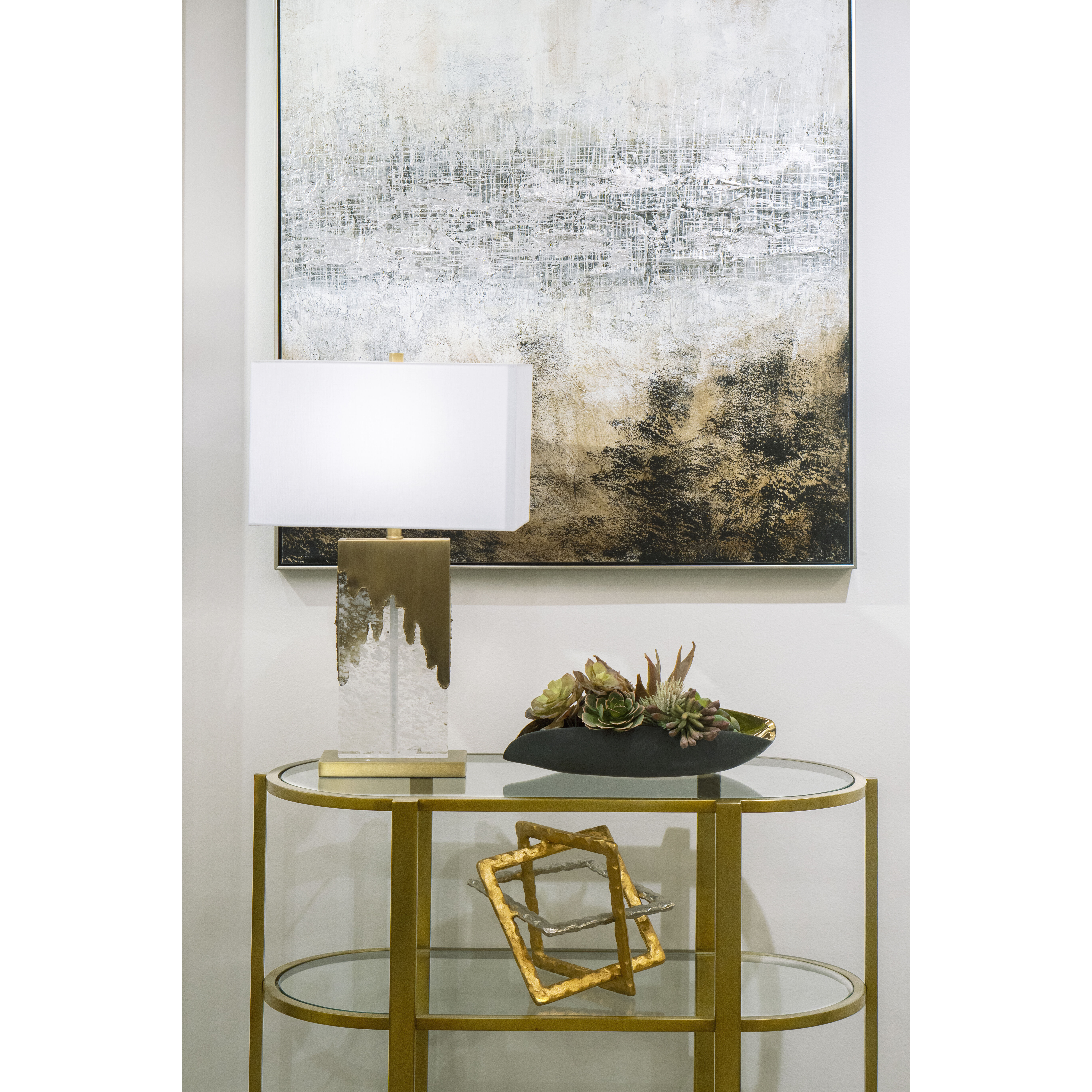 Blain 40 X 19 inch Antique Brass with Clear Console Table