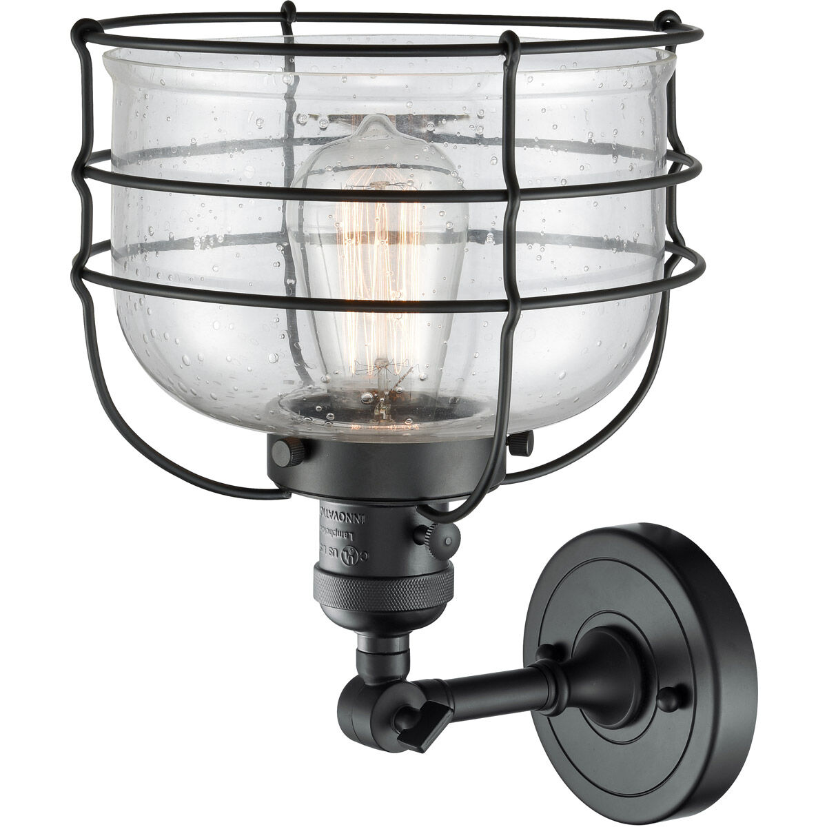 Franklin Restoration Large Bell Cage LED 9 inch Matte Black Sconce Wall Light, Franklin Restoration