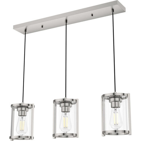 Astwood 3 Light 9 inch Polished Nickel Linear Cluster Pendant Ceiling Light
