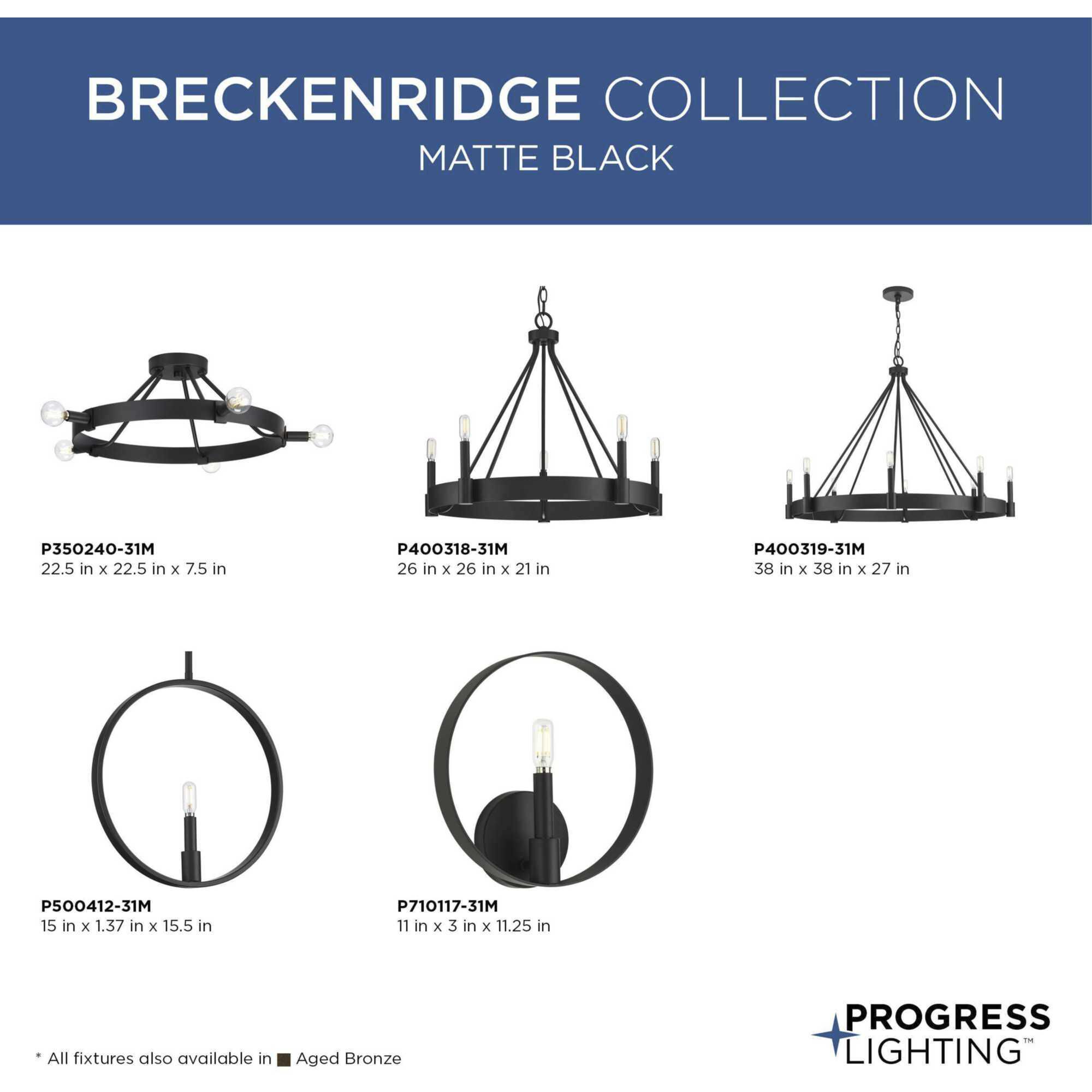 Breckenridge 1 Light 3 inch Matte Black ADA Wall Bracket Wall Light, Design Series