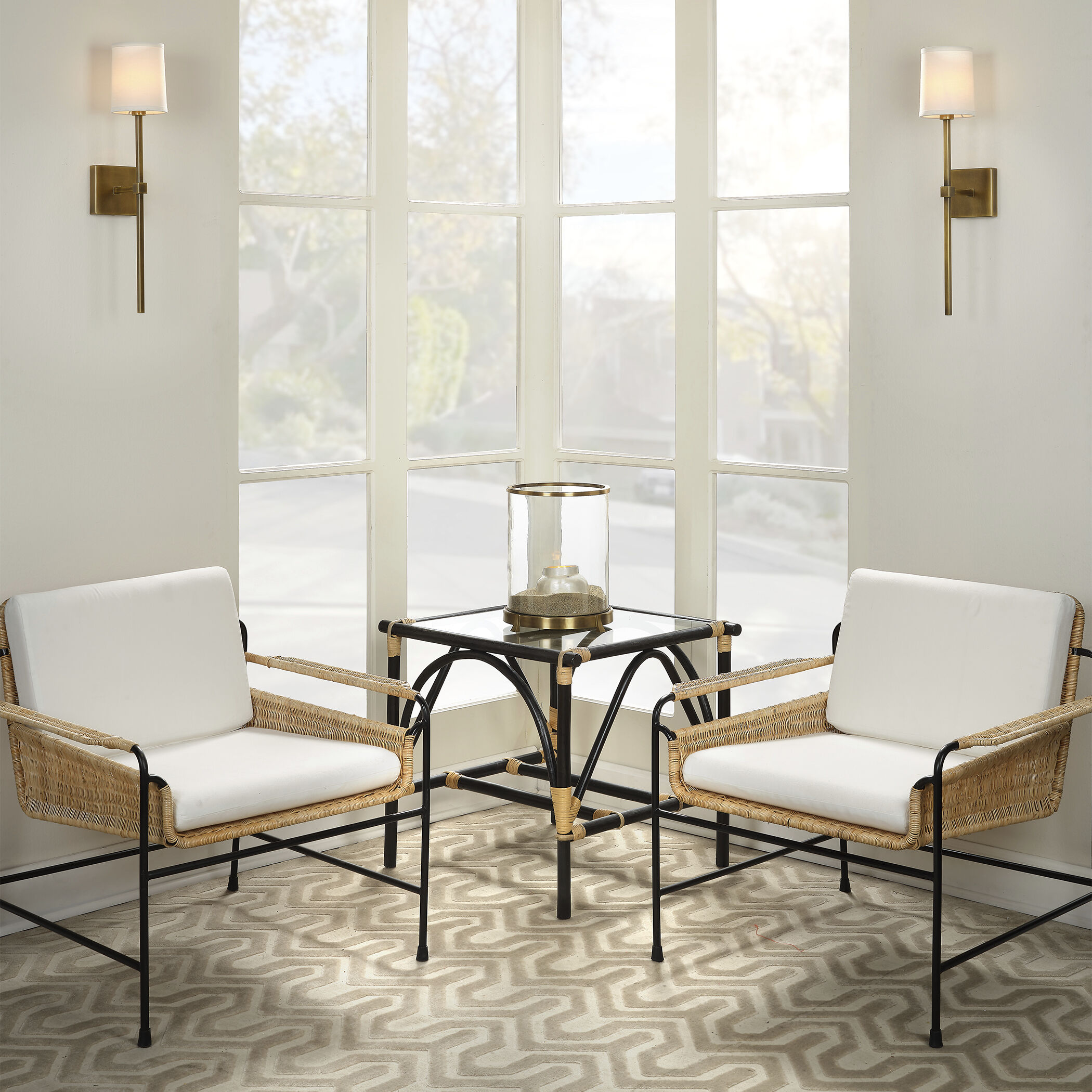 Minerva 1 Light 5 inch Antique Brass & White Linen Wall Sconce Wall Light