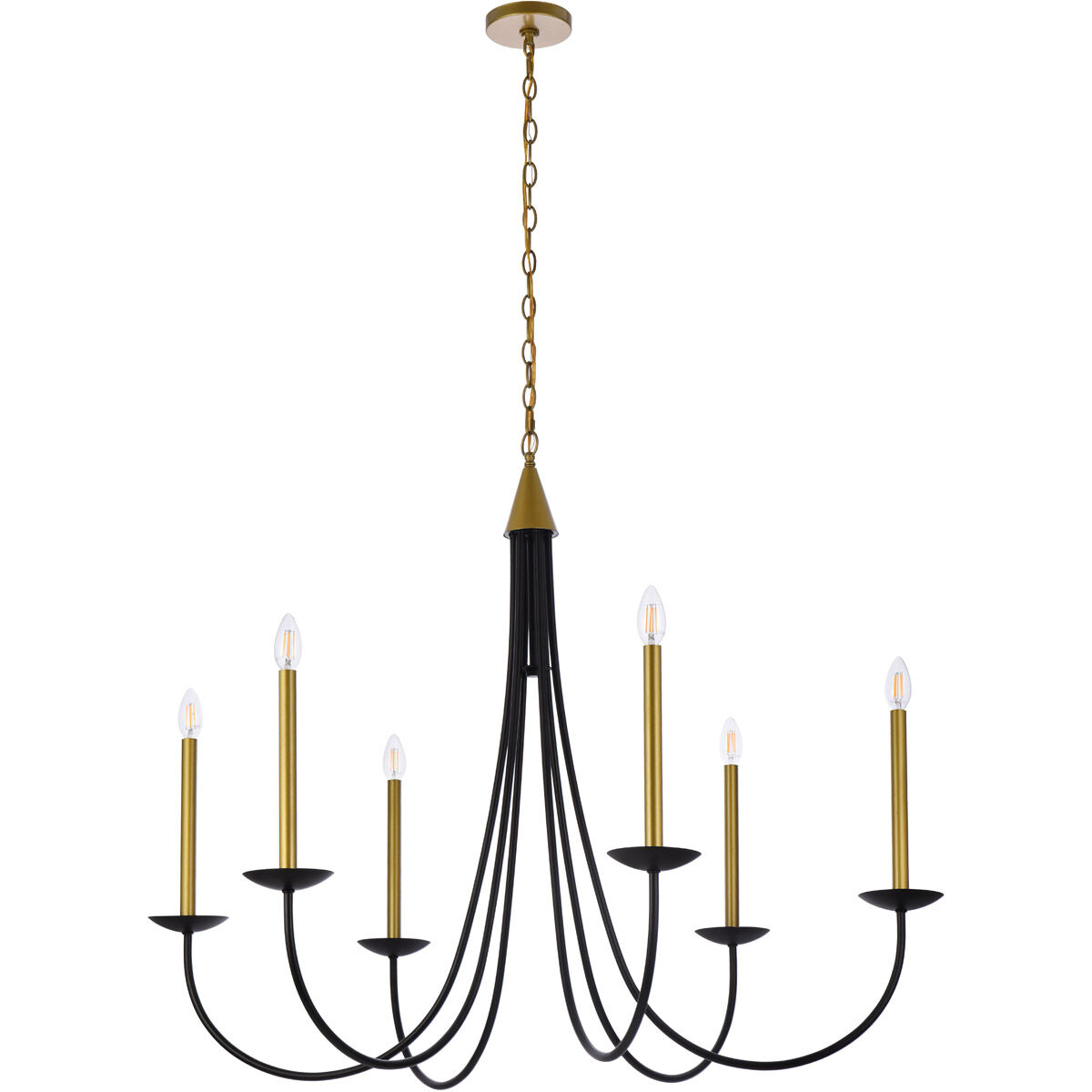 Cohen 6 Light 42 inch Black and Brass Chandelier Ceiling Light
