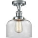 Franklin Restoration Large Bell 1 Light 8 inch Polished Chrome Semi-Flush Mount Ceiling Light in Clear Glass, Franklin Restoration