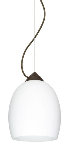 Lucia 1 Light Bronze Pendant Ceiling Light in Opal Matte Glass, Incandescent