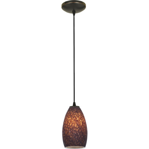 Champagne 1 Light 5 inch Oil Rubbed Bronze Pendant Ceiling Light in Brown Stone, Cord