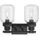 Somers 2 Light 14.75 inch Textured Black Bath Vanity Light Wall Light in Clear Glass