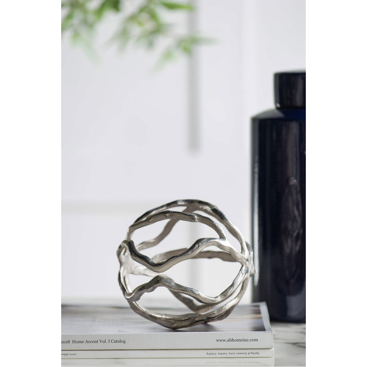 Wave Sphere Silver Accent Decor