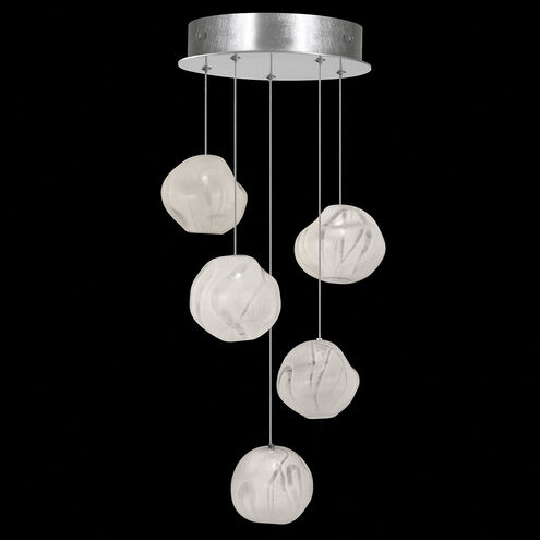 Vesta LED 12 inch Silver Pendant Ceiling Light in White Studio Glass