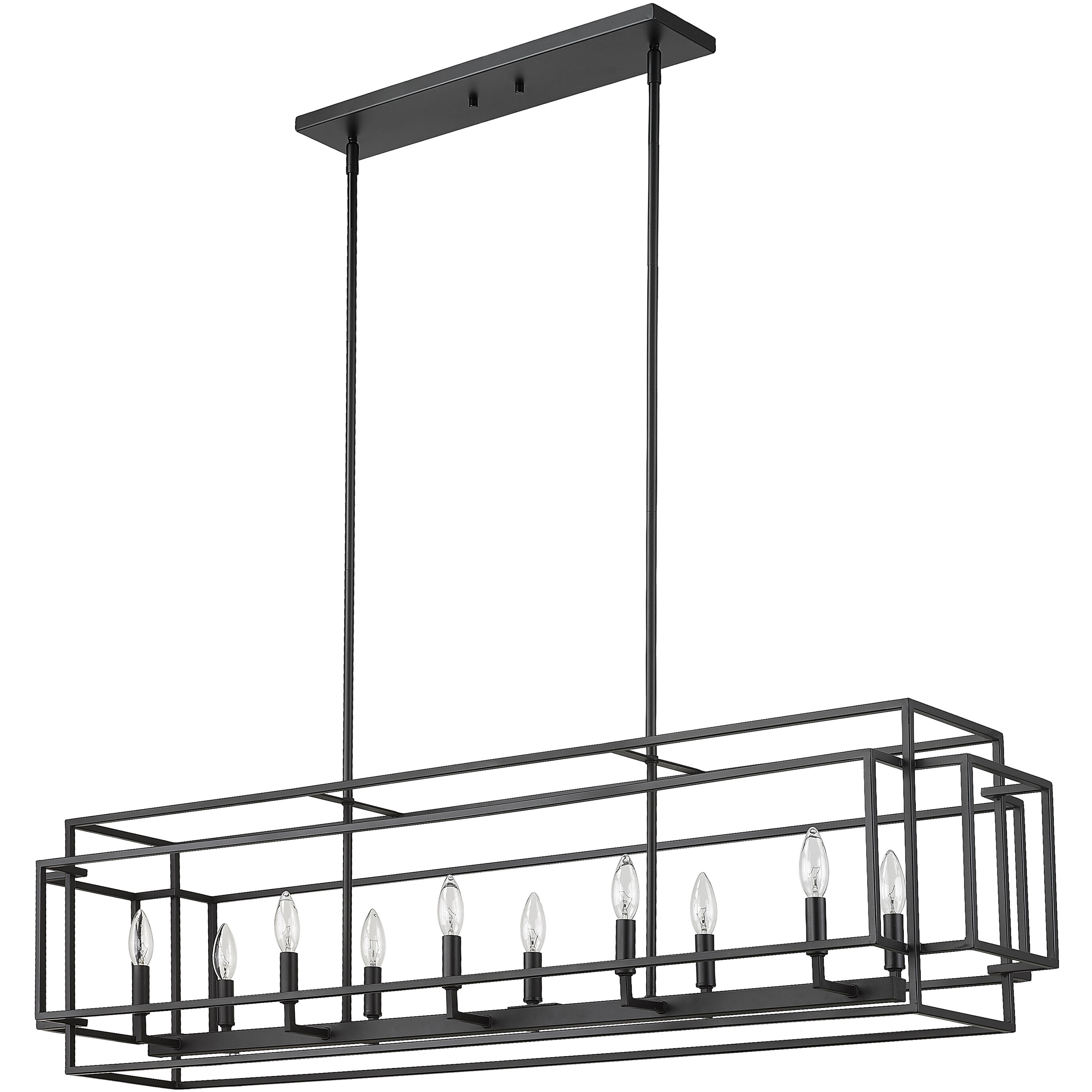 Titania 10 Light 54 inch Matte Black Linear Chandelier Ceiling Light