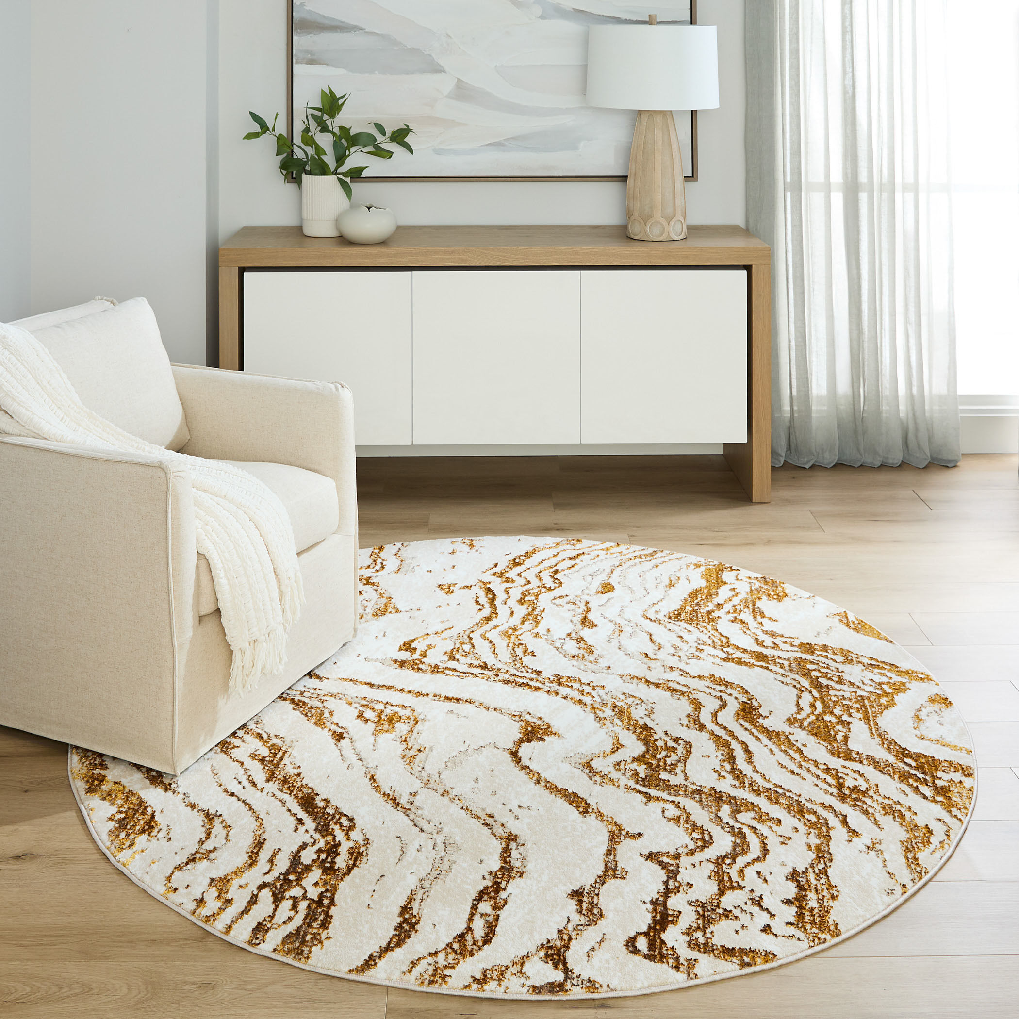 Sibel Gold Rug in 7 Round