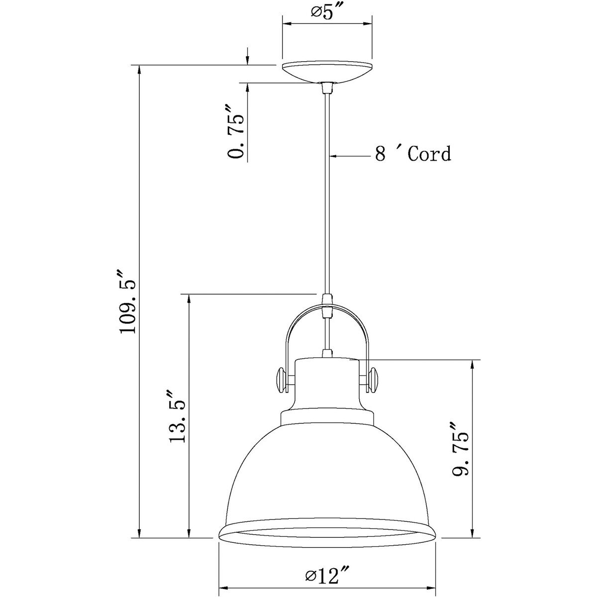 Harmon 1 Light 12 inch Black Cord-Hung Metal Shade Pendant Ceiling Light