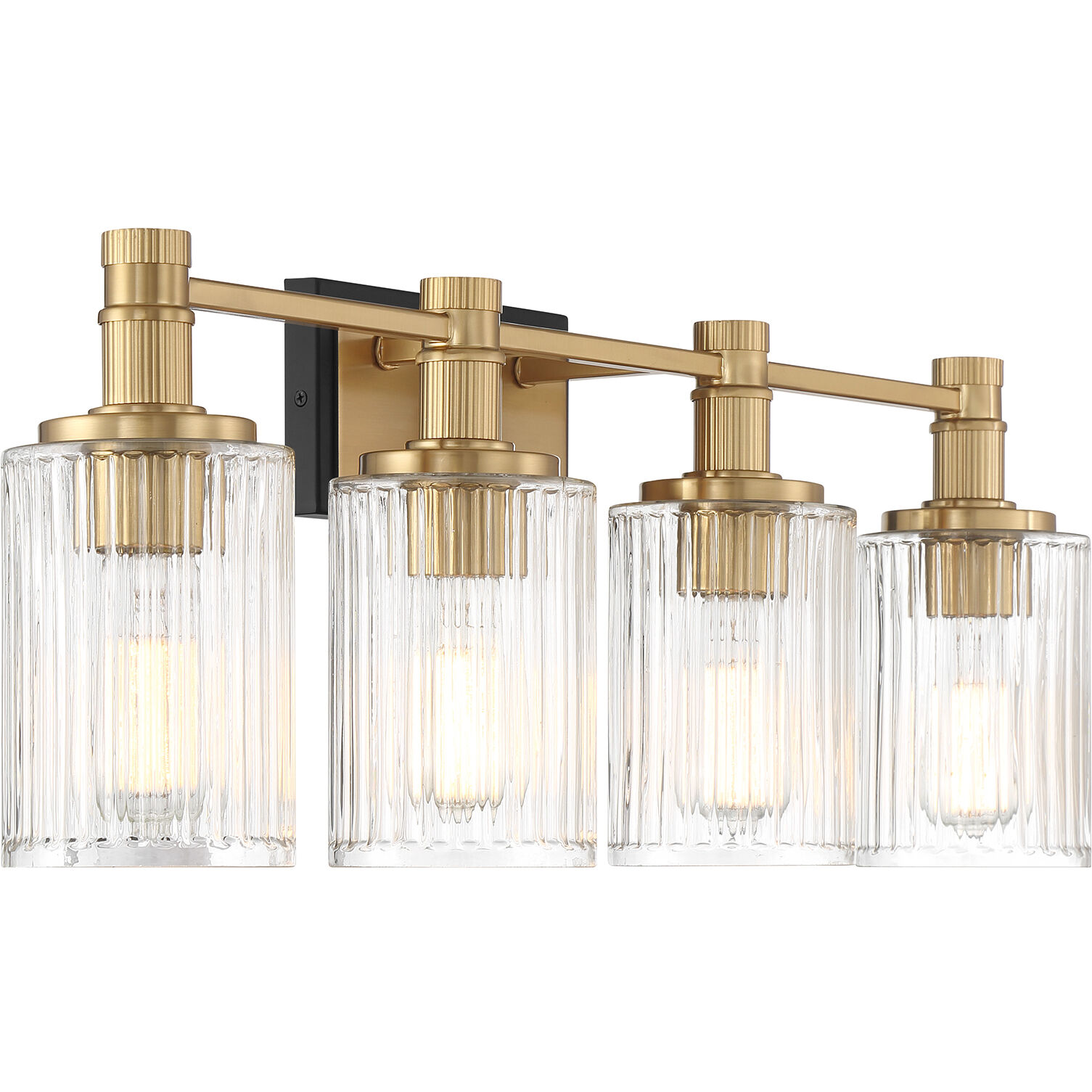 Concord 4 Light 30.75 inch Black with Warm Brass Accents Bathroom Vanity Light Wall Light