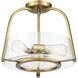 Dash 3 Light 16 inch Warm Brass Semi-Flush Ceiling Light