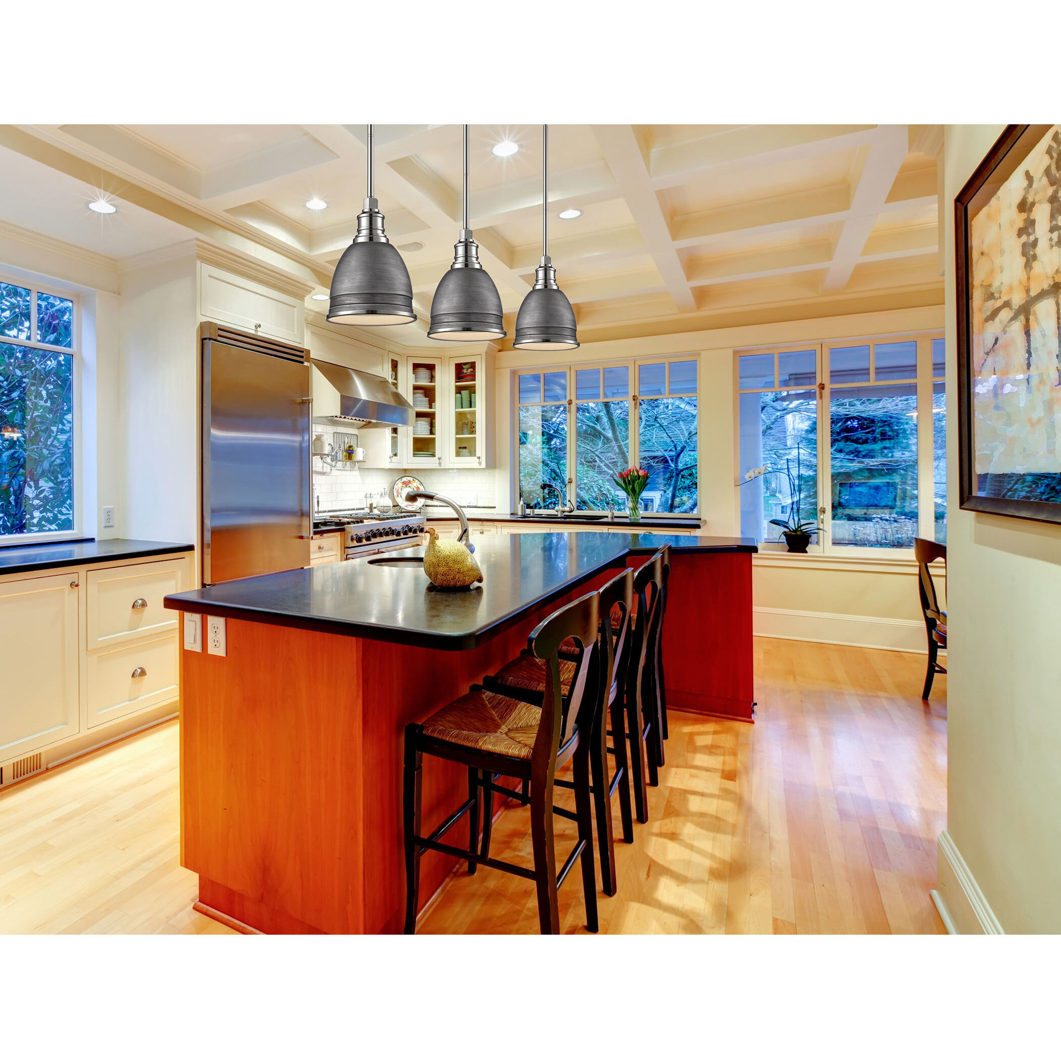 Carolton 1 Light 8 inch Weathered Zinc with Polished Nickel Mini Pendant Ceiling Light