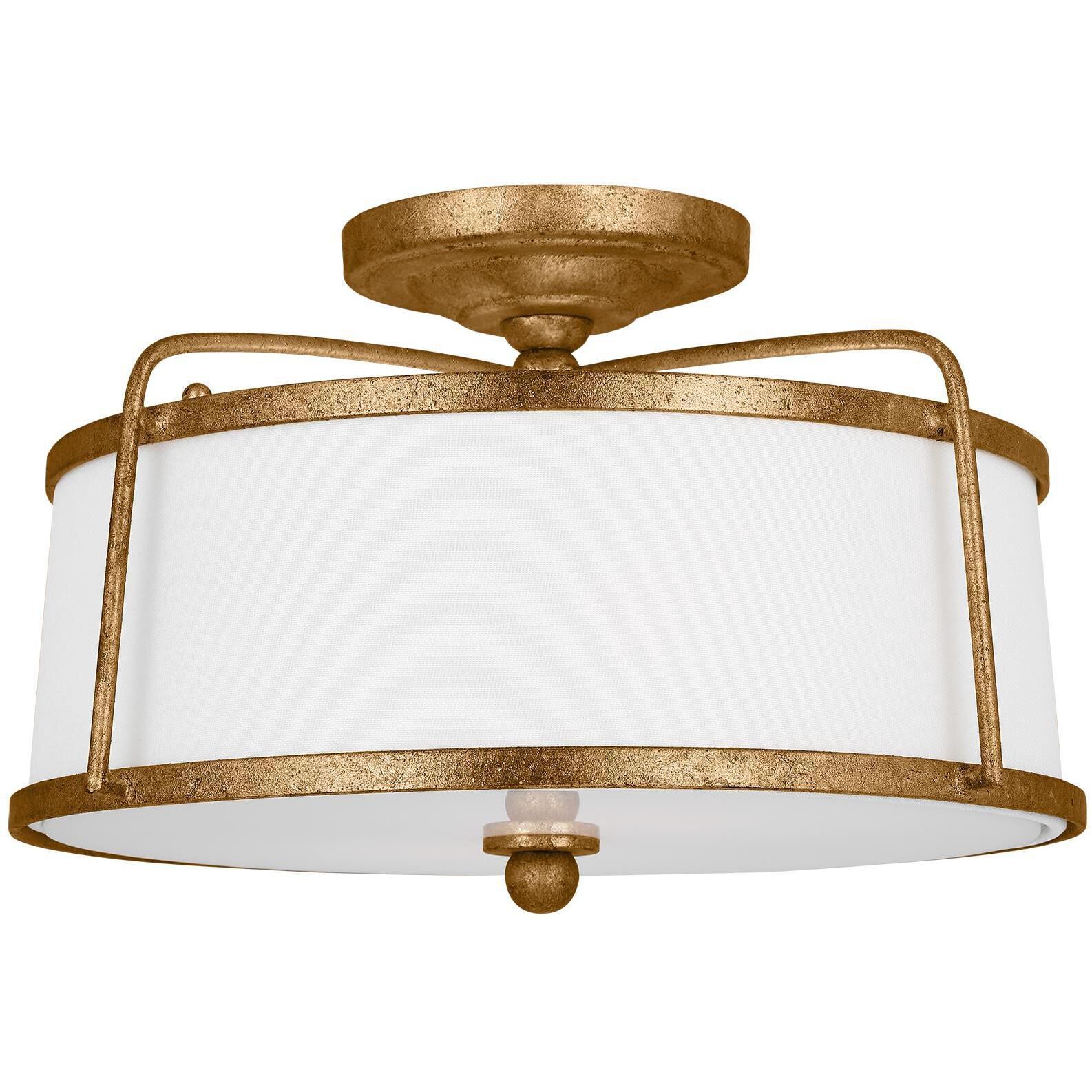 C&M by Chapman & Myers Stonington 2 Light 14 inch Antique Gild Semi-Flush Mount Ceiling Light