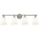 Fusion Collection - Bolzano Family 4 Light 33 inch Brushed Nickel and Opal Bath Bar Wall Light, EVOLV
