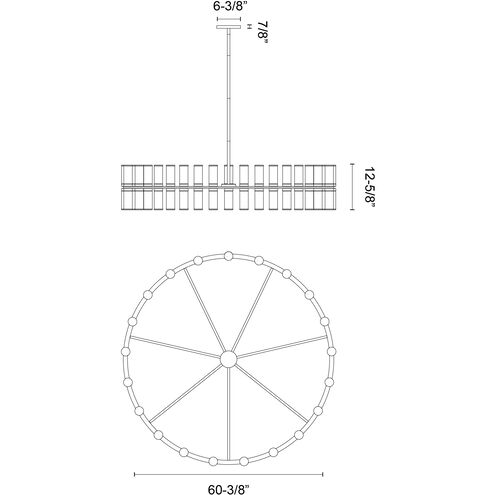 Revolve 42 Light 60.38 inch Clear Glass and Natural Brass Chandelier Ceiling Light