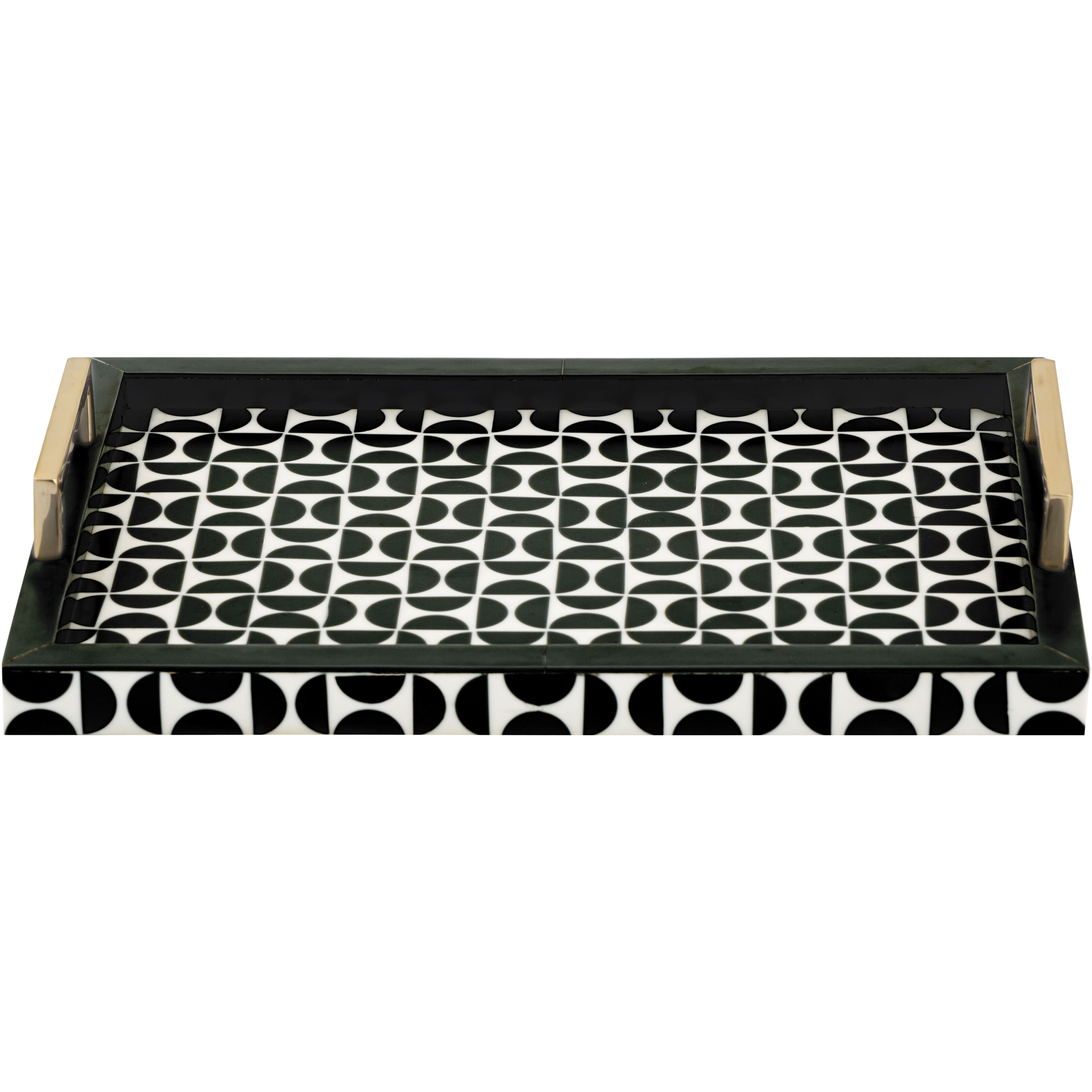 Futrelle Dark Green with White and Brass Tray, Set of 2