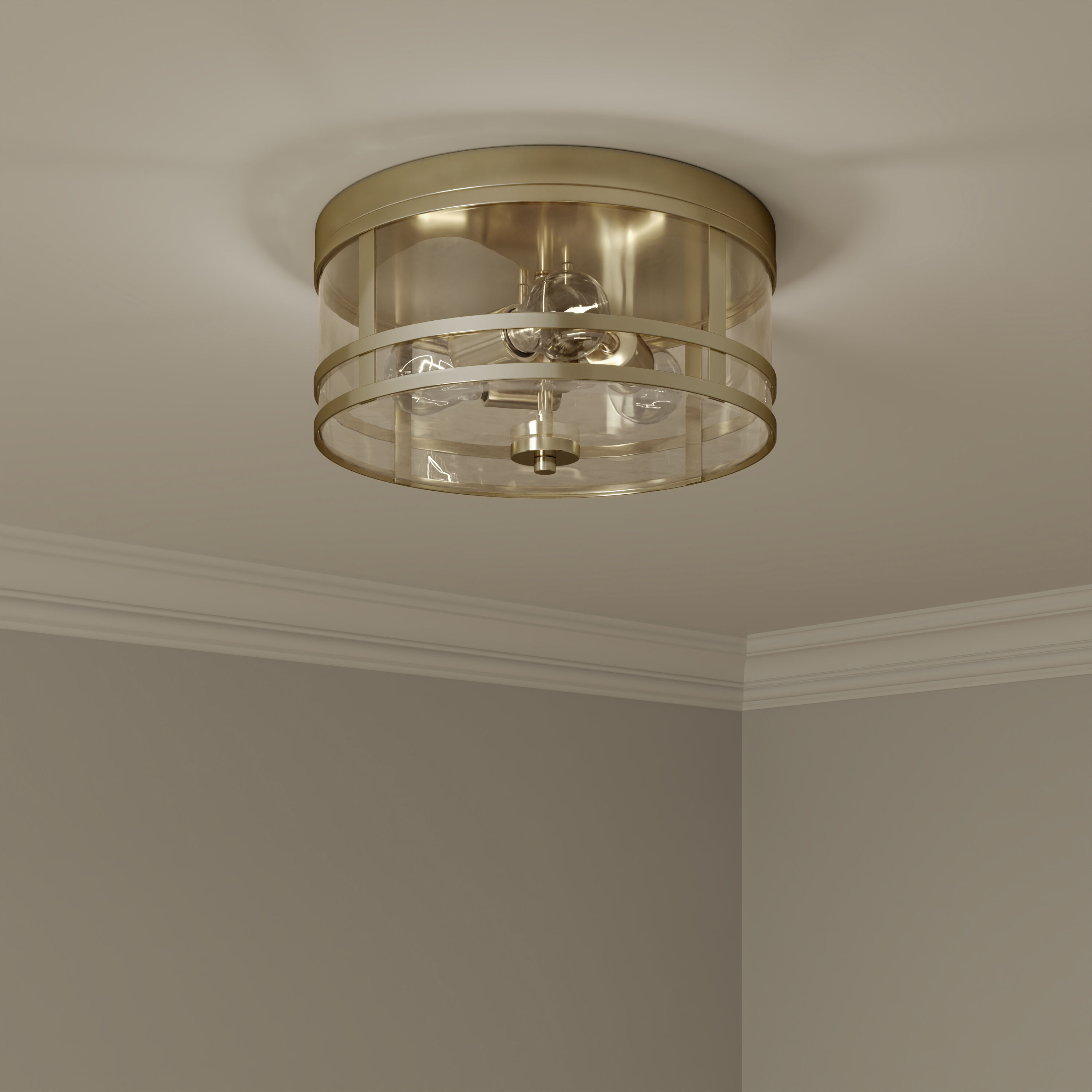 Lunden 3 Light 13 inch Modern Gold Flush Mount Ceiling Light