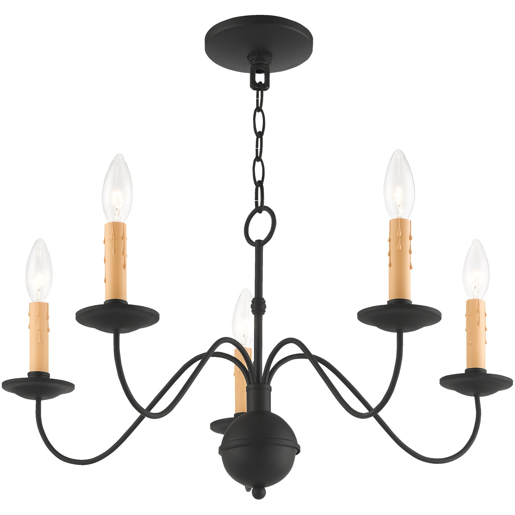 Heritage 5 Light 24 inch Black Chandelier Ceiling Light