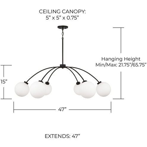 Amos 6 Light 47 inch Black Iron Chandelier Ceiling Light