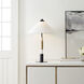 Kelly Wearstler Mira 28.5 inch 14.5 watt Bronze and Travertine Stacked Table Lamp Portable Light in Linen, Medium