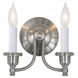 Traditional Brass 2 Light 8 inch Pewter Wall Sconce Wall Light