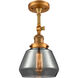 Franklin Restoration Fulton LED 7 inch Brushed Brass Semi-Flush Mount Ceiling Light in Plated Smoke Glass, Franklin Restoration
