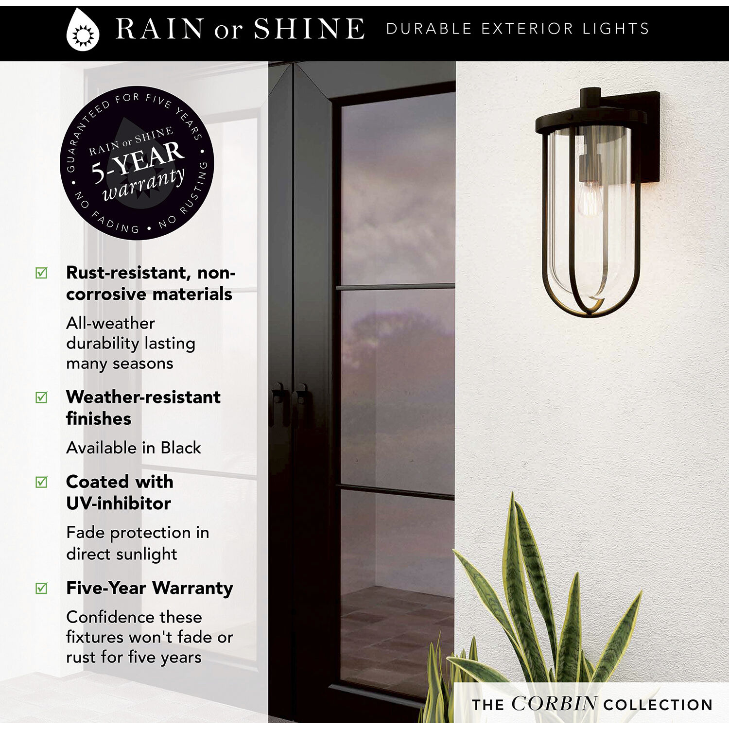 Corbin 1 Light 18.5 inch Black Outdoor Wall Mount