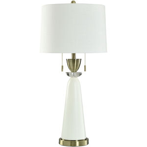 Focus 33 inch 120 watt Focus White and Brass and Clear Table Lamp Portable Light