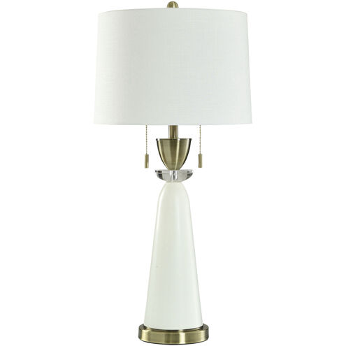 Cameron 33 inch 120.00 watt Focus White and Brass and Clear Table Lamp Portable Light