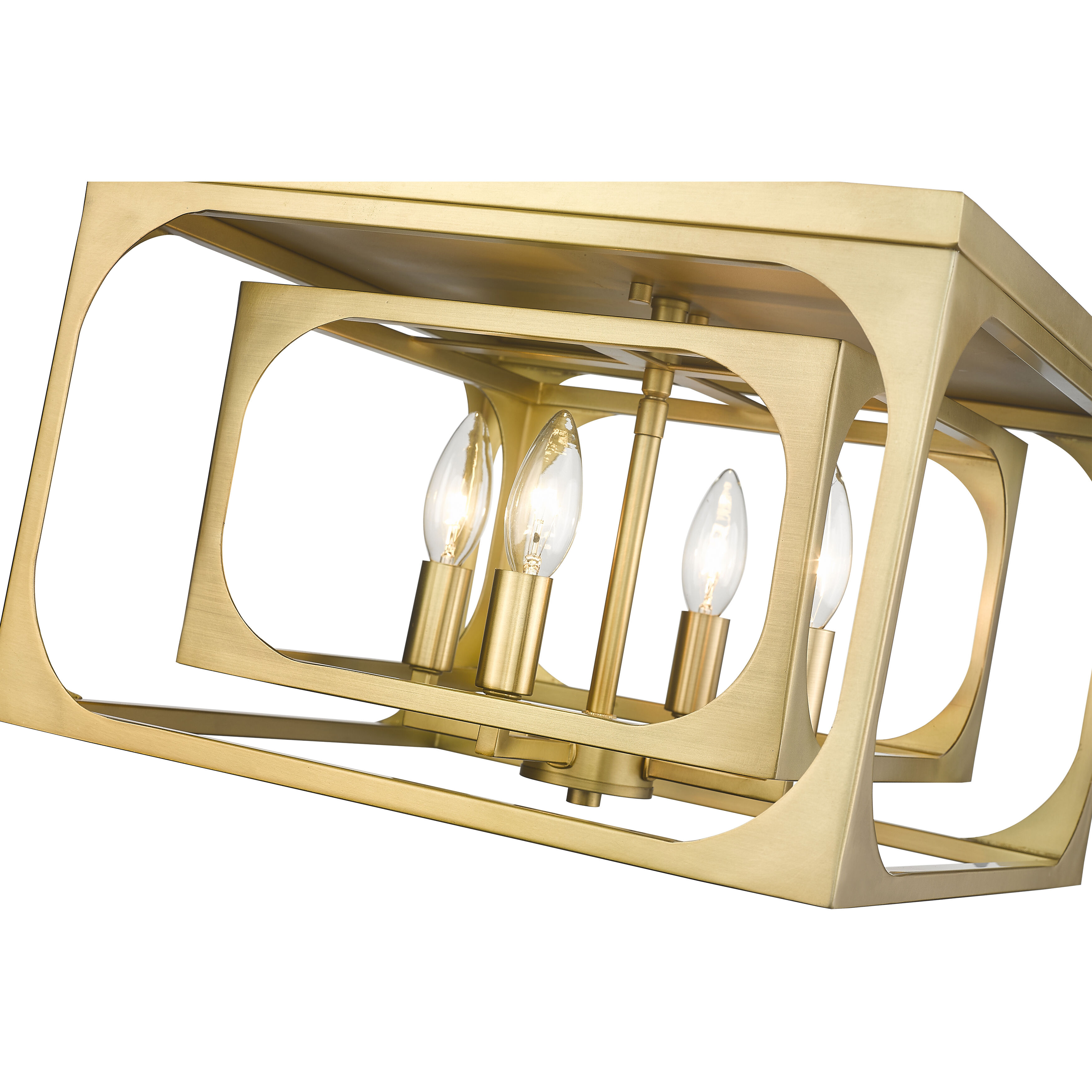 Easton 4 Light 15 inch Rubbed Brass Flush Mount Ceiling Light