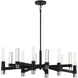 Windamere 6 Light 36 inch Textured Black with Polished Nickel Accents Linear Chandelier Ceiling Light, Lighting One (Open)