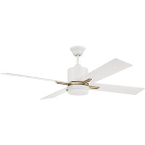 Teana 52 inch White and Satin Brass with White Blades Ceiling Fan in White/Satin Brass