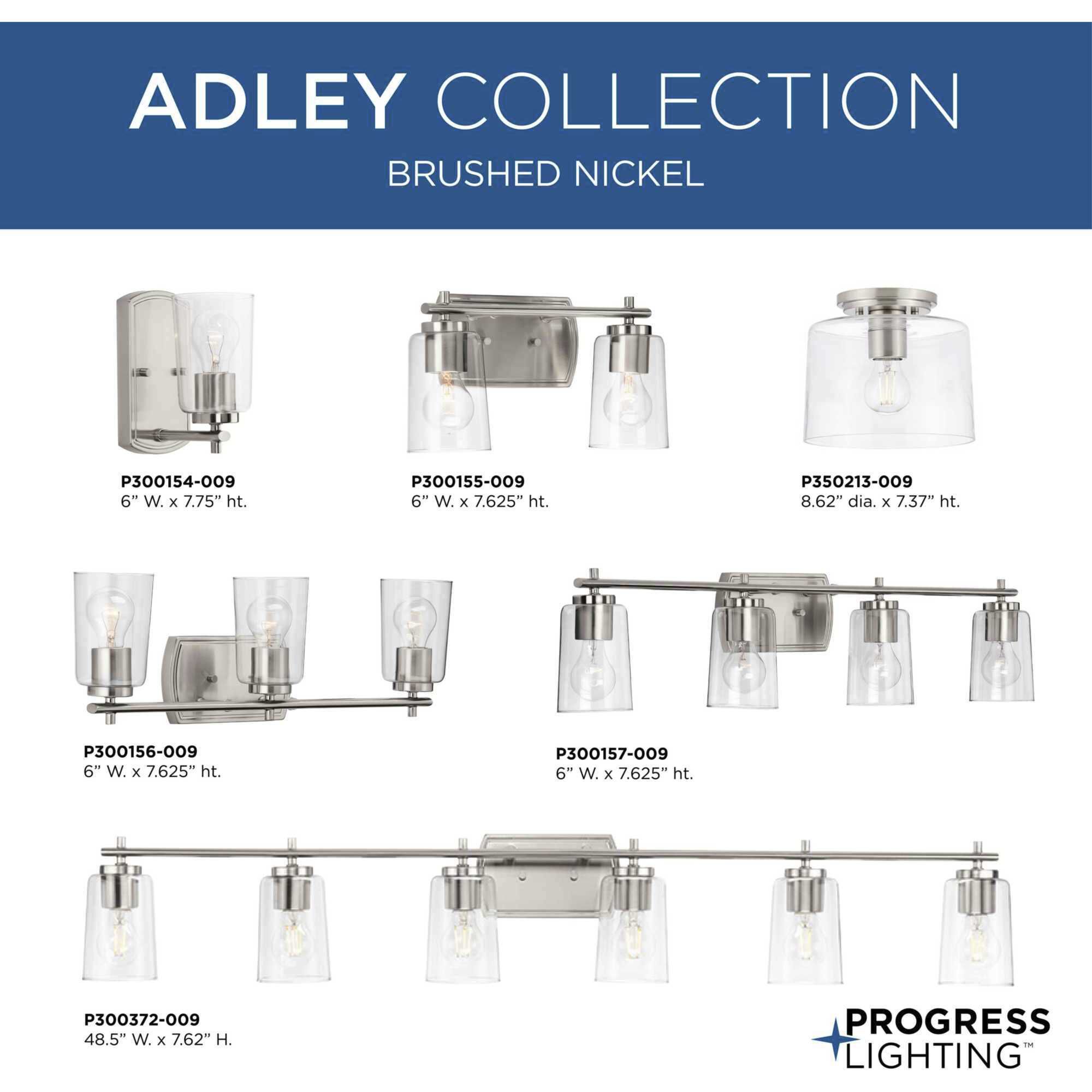 Adley 6 Light 49 inch Brushed Nickel Bath Vanity Wall Light