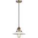Franklin Restoration Halophane LED 8.5 inch Brushed Brass Mini Pendant Ceiling Light in Matte White Halophane Glass