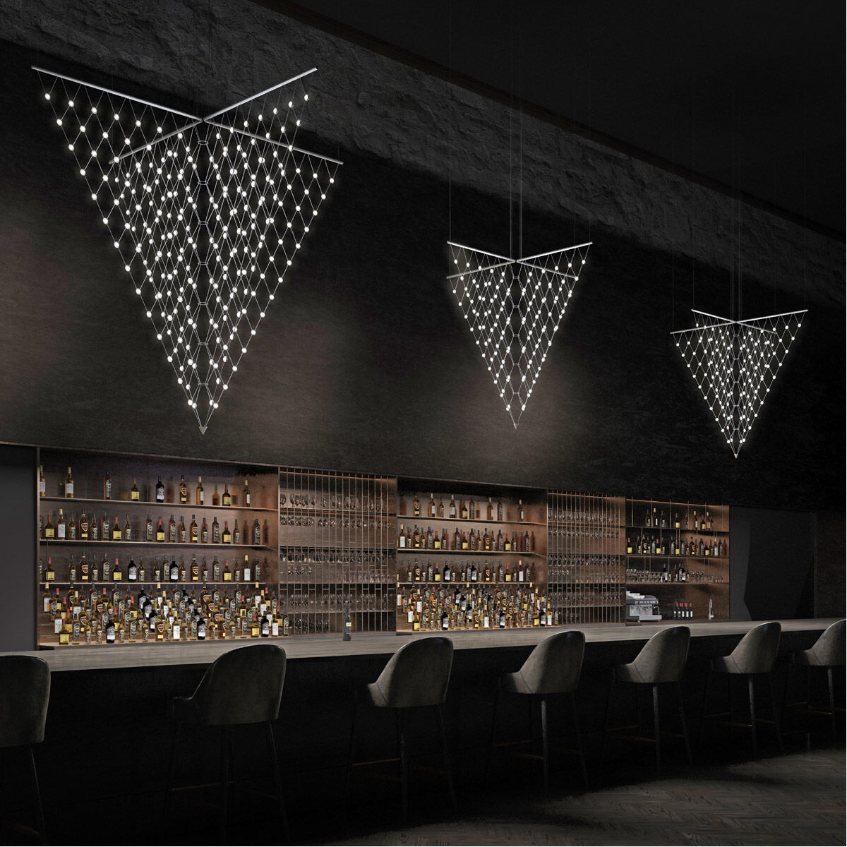 Constellation LED Pendant in Bright Satin Aluminum 1885.16C