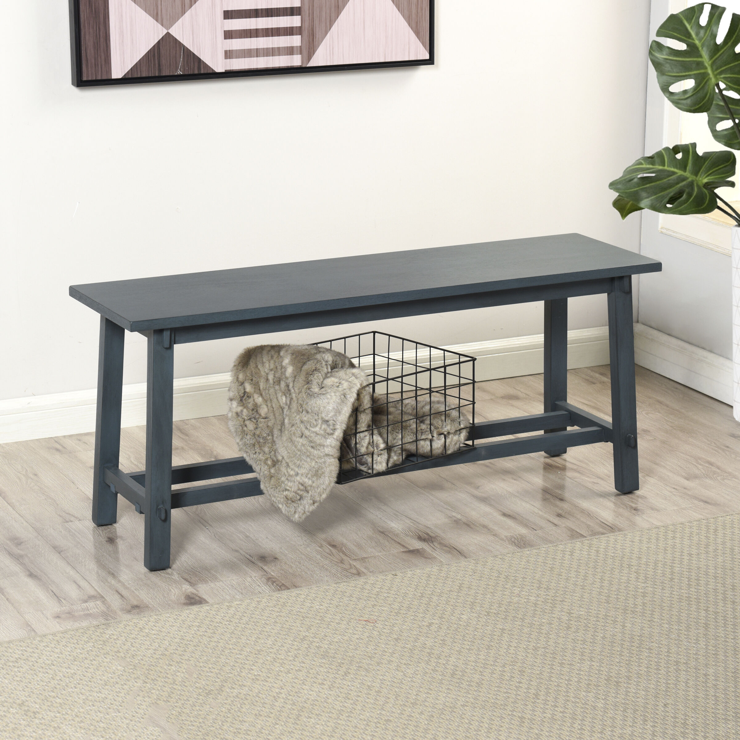 Mabel Midnight Blue Slatted Utility Bench
