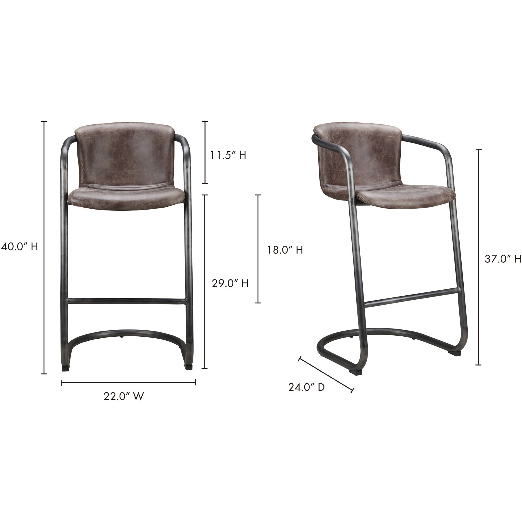Freeman 40 inch Brown Barstool, Set of 2